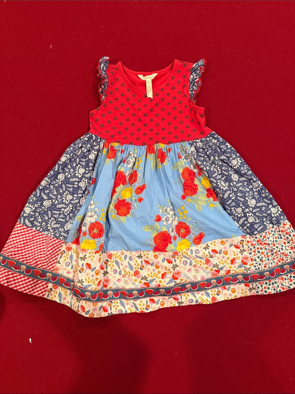 Matilda Jane Red and Blue Floral Patchwork Sundress